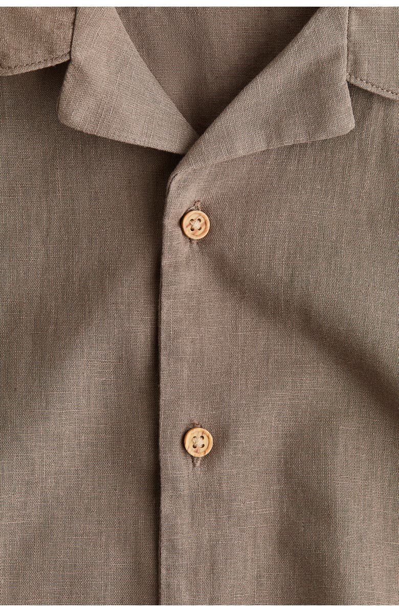 H&M Linen-blend Resort Shirt, Alternate, color, Taupe