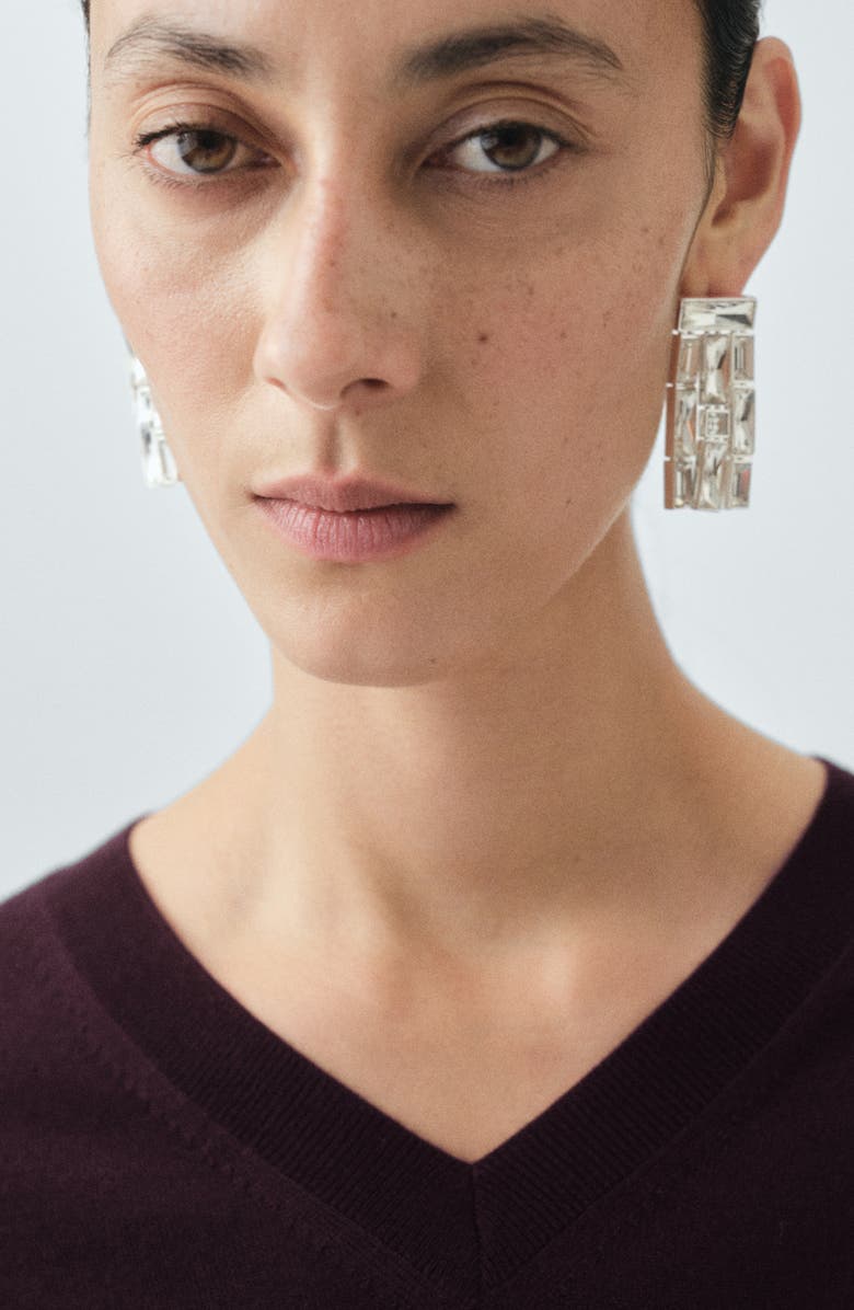 MANGO Selection V-Neck Short Sleeve Wool Sweater, Alternate, color, Wine