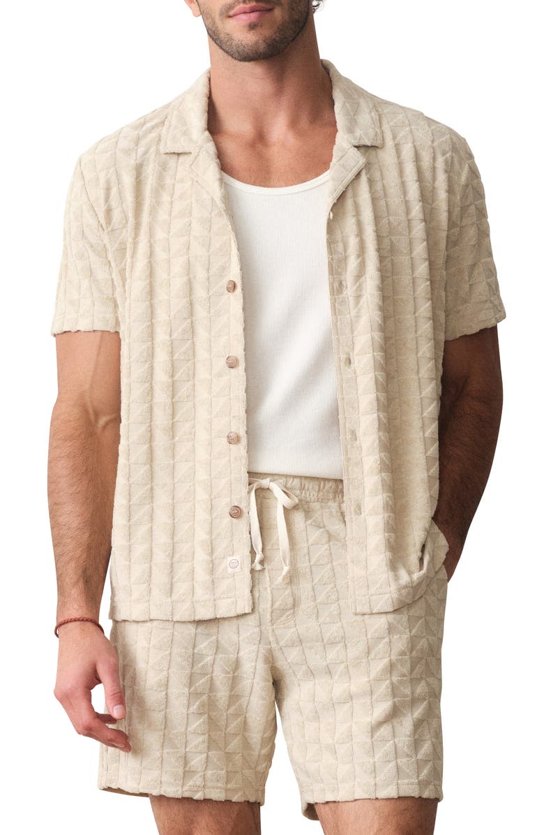 Marine Layer Leo Terry Button-Up Camp Shirt, Main, color, Natural Geo