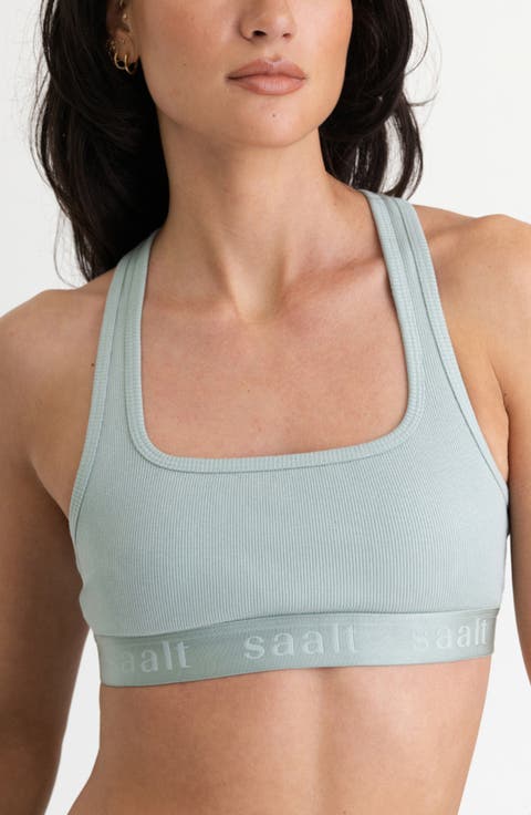 Square Neck Rib Cotton Blend Bralette