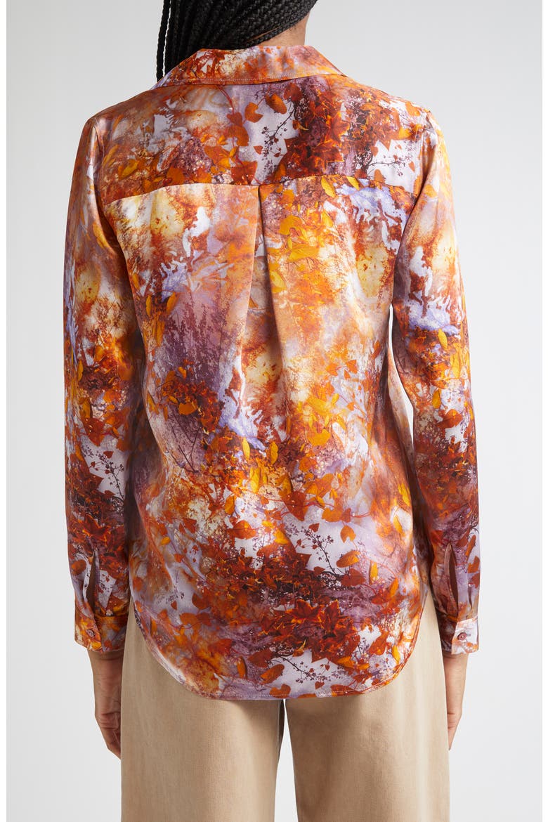 Tyler Leaf Print Silk Button-Up Shirt, Alternate, color, MAUVE MULTI AUTUMN LEAVES