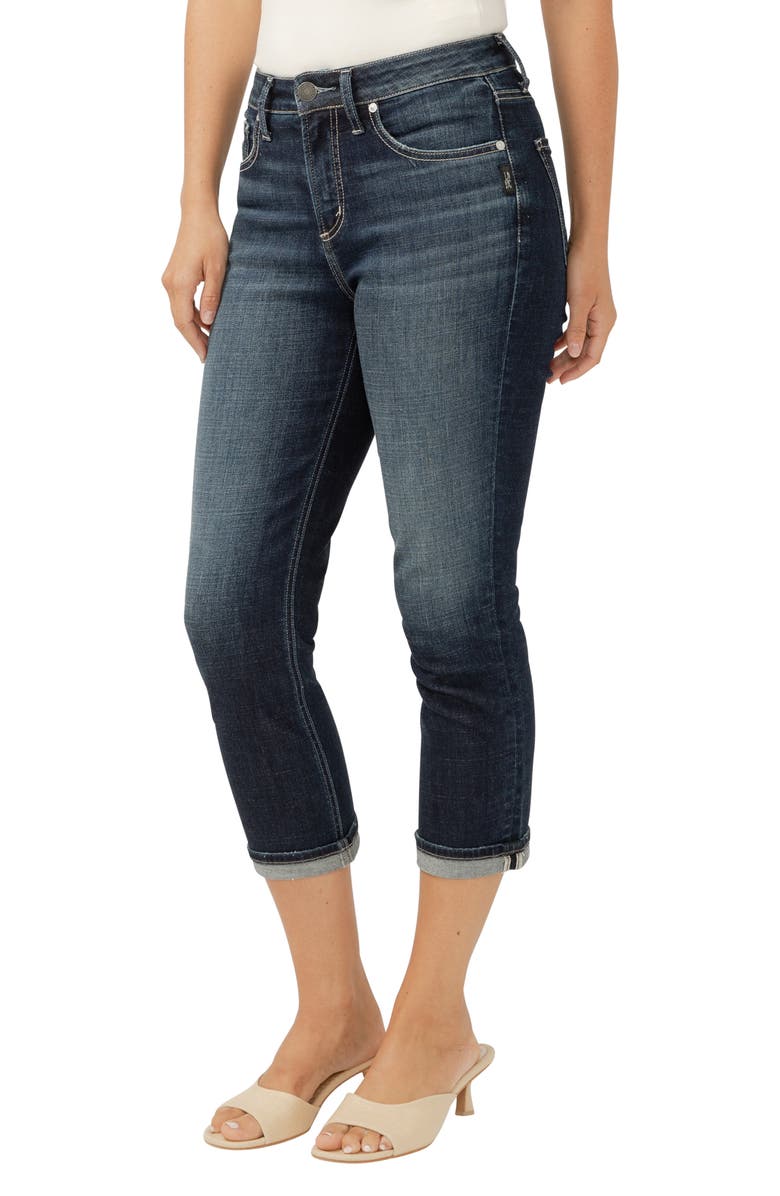 Silver Jeans Co. Avery Curvy High Waist Capri Jeans, Alternate, color, Indigo