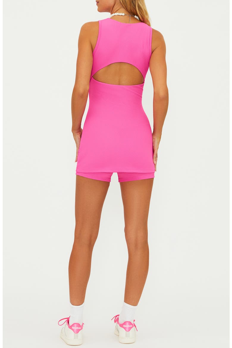Olina Textured Back Cutout Romper, Alternate, color, SUMMER STRAWBERRY WAFFLE