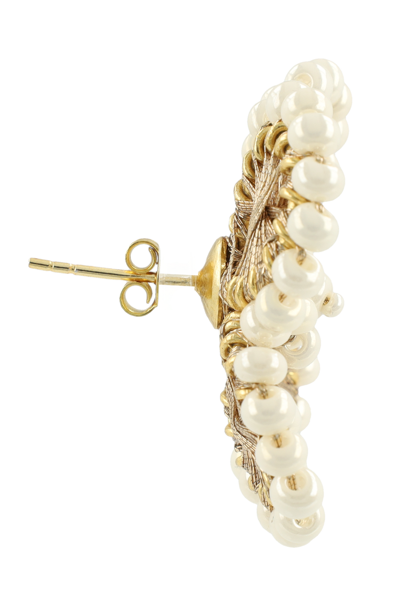 Silk Flower Earrings in Champagne, Alternate, color, Champagne