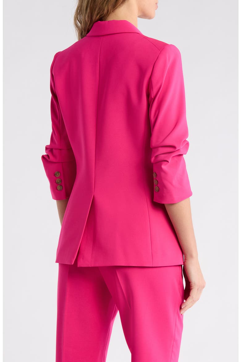 Ruched Sleeve Blazer, Alternate, color, HOT PINK