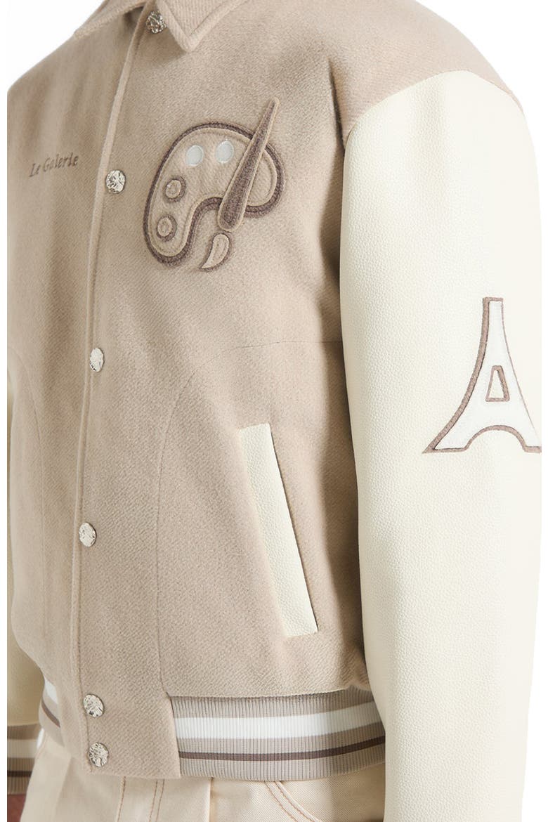 Le Galerie Wool-Blend Varsity Jacket, Alternate, color, Beige
