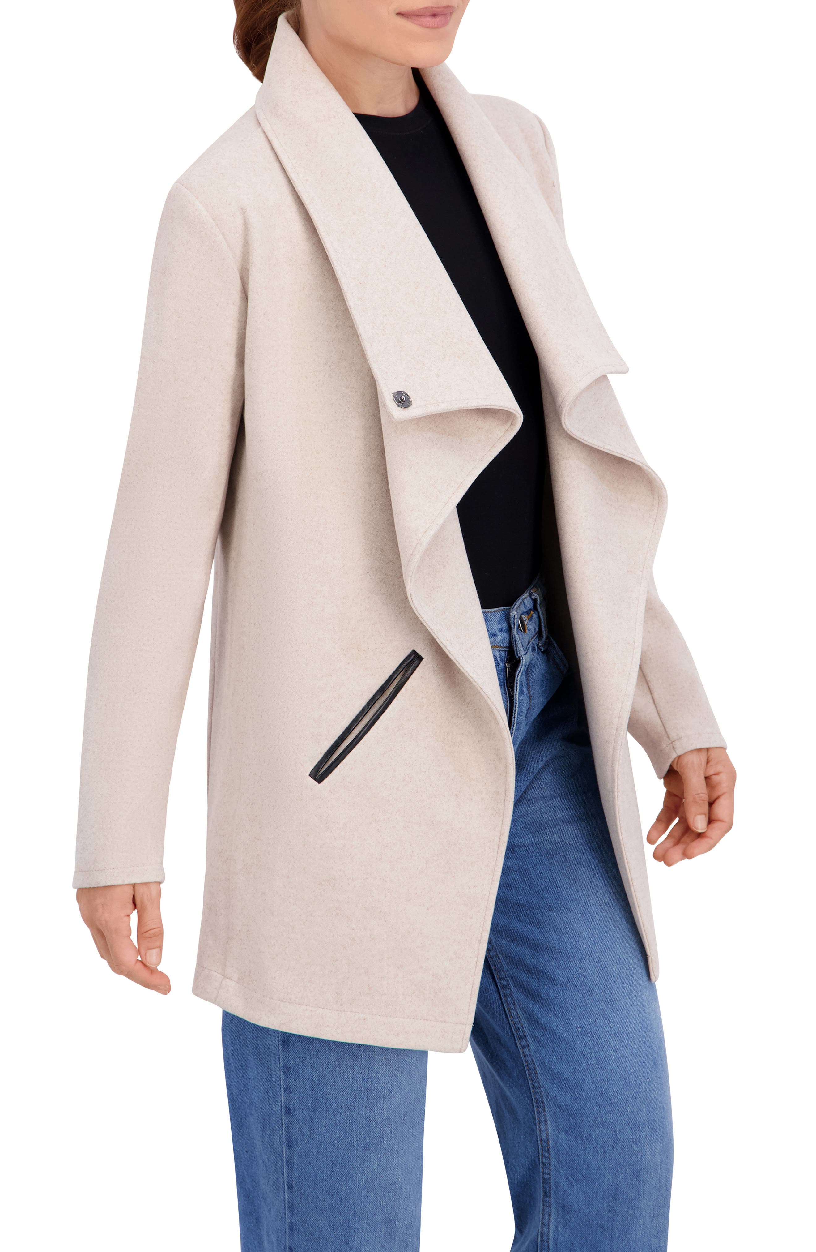 OL ITALIA Drape Collar Open Front Jacket (Women) | Nordstromrack