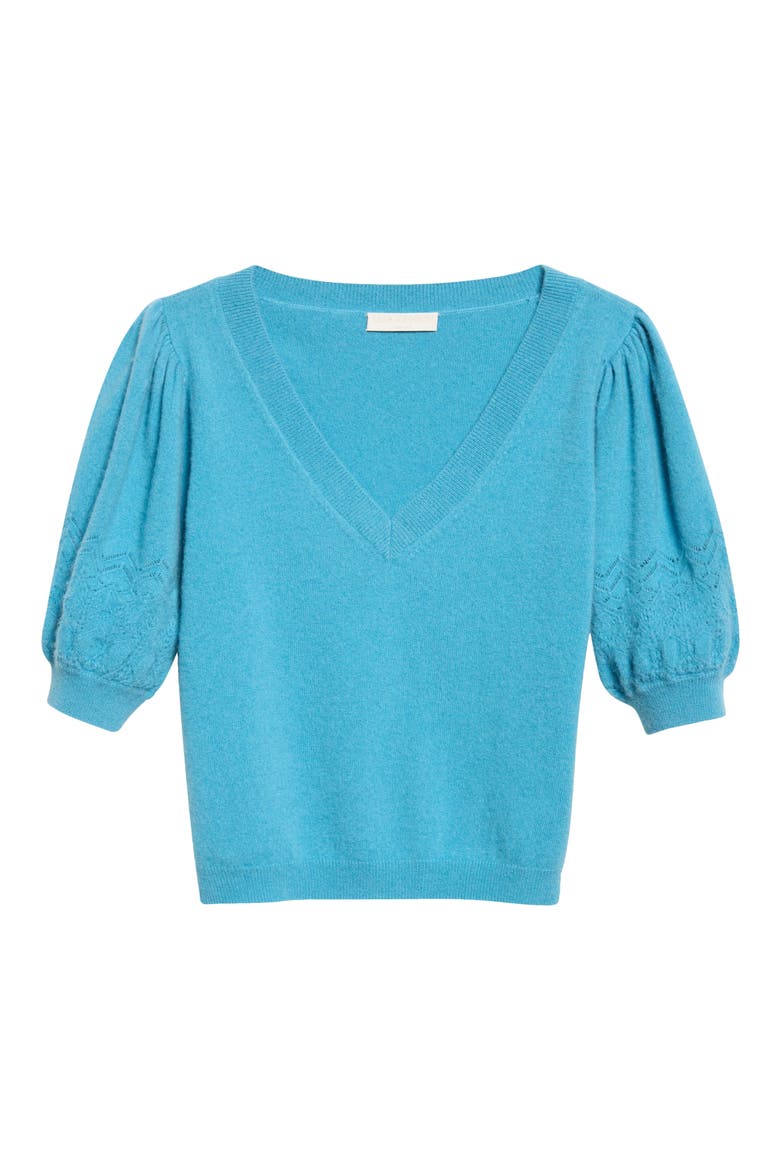 Reina Puff Sleec Cashmere Sweater, Alternate, color, CERULEAN