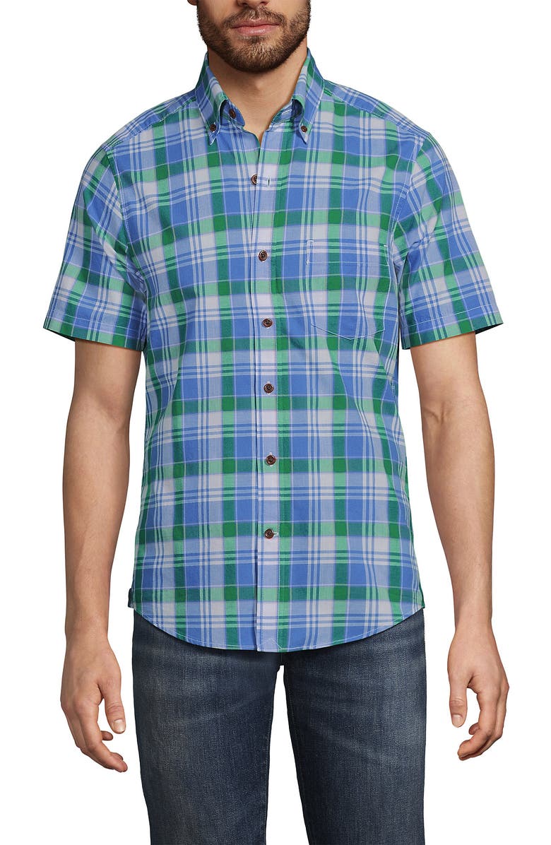 Lands' End Traditional Fit Short Sleeve Madras Shirt, Main, color, 