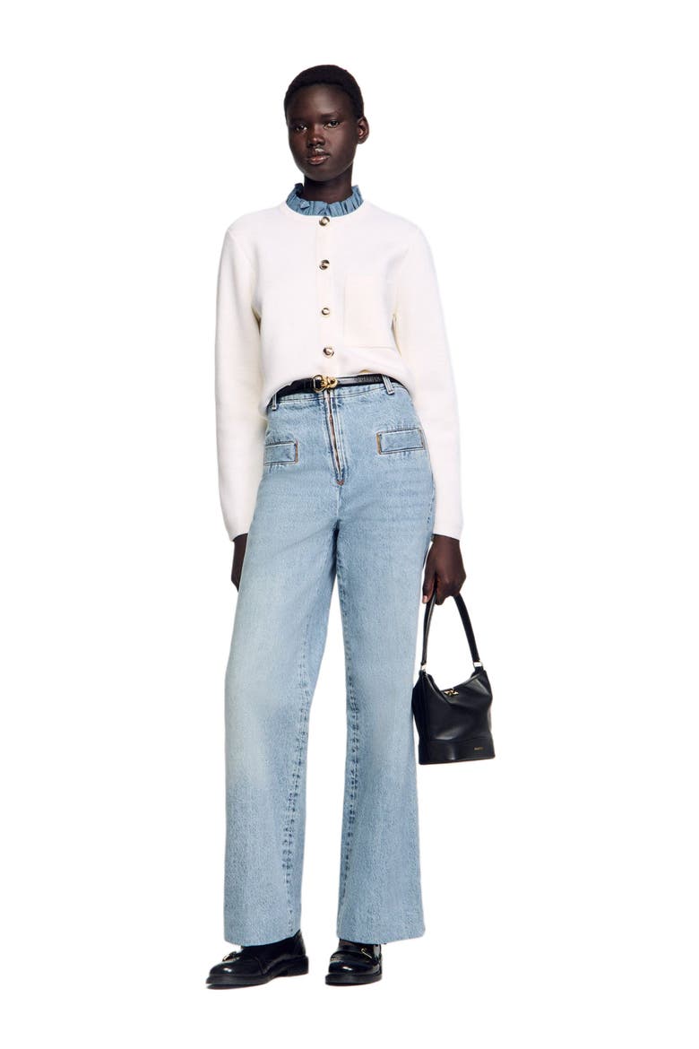 High-neck cardigan, Alternate, color, Ecru