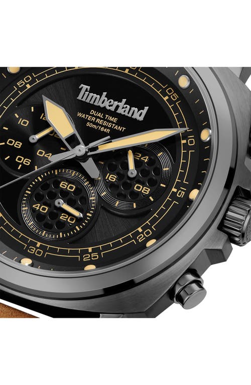 Timberland Williston Multifunction Chronograph Leather Strap Watch, 43.5mm X 46.5mm In Tan