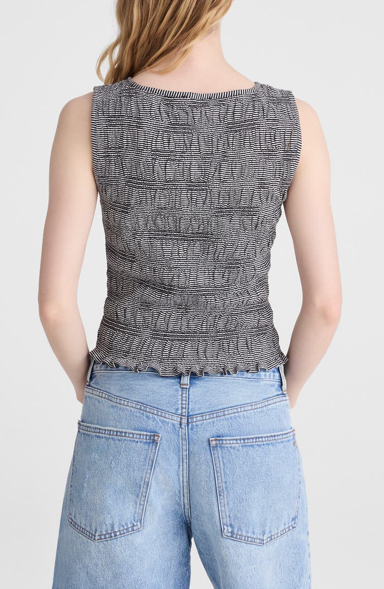 Madewell Smocked Bateau Neck Cotton & Linen Tank, Alternate, color, Jet Black