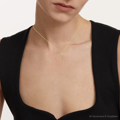 Bliss Diamond 1/3 Ct Oval Diamond Cross Solitaire Pendant Gold Necklace