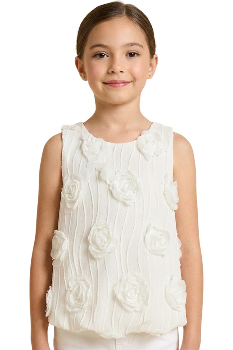 Kids' Floral Appliqué Tank, Alternate, color, IVORY