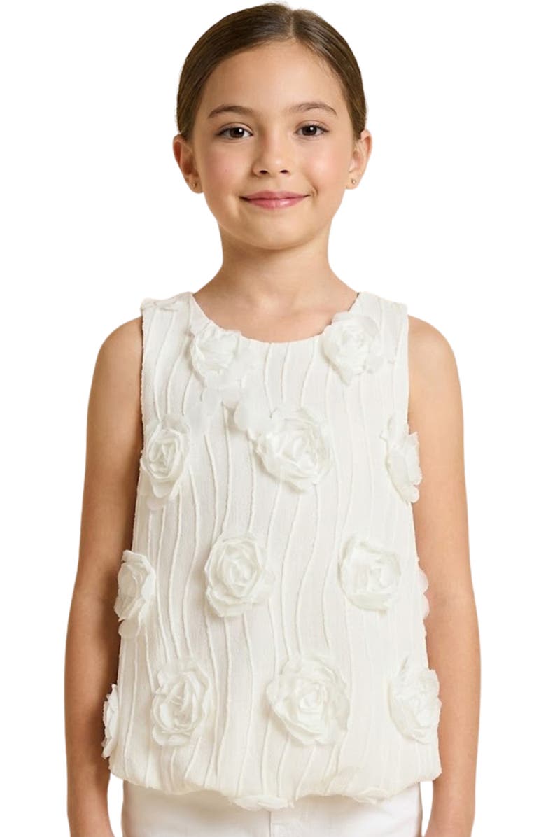 Hayden Girls Kids' Floral Appliqué Tank, Alternate, color, Ivory