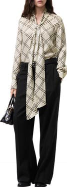 Burberry Check Silk Blend Scarf Blouse