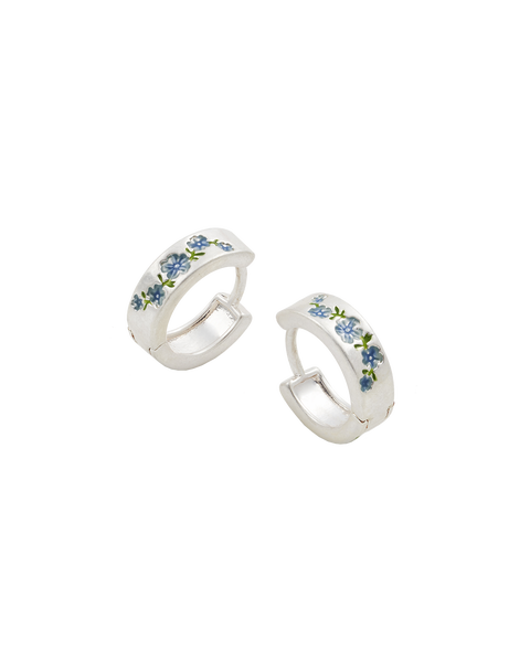 Forget-Me-Not Mini Hoop Earrings Silver