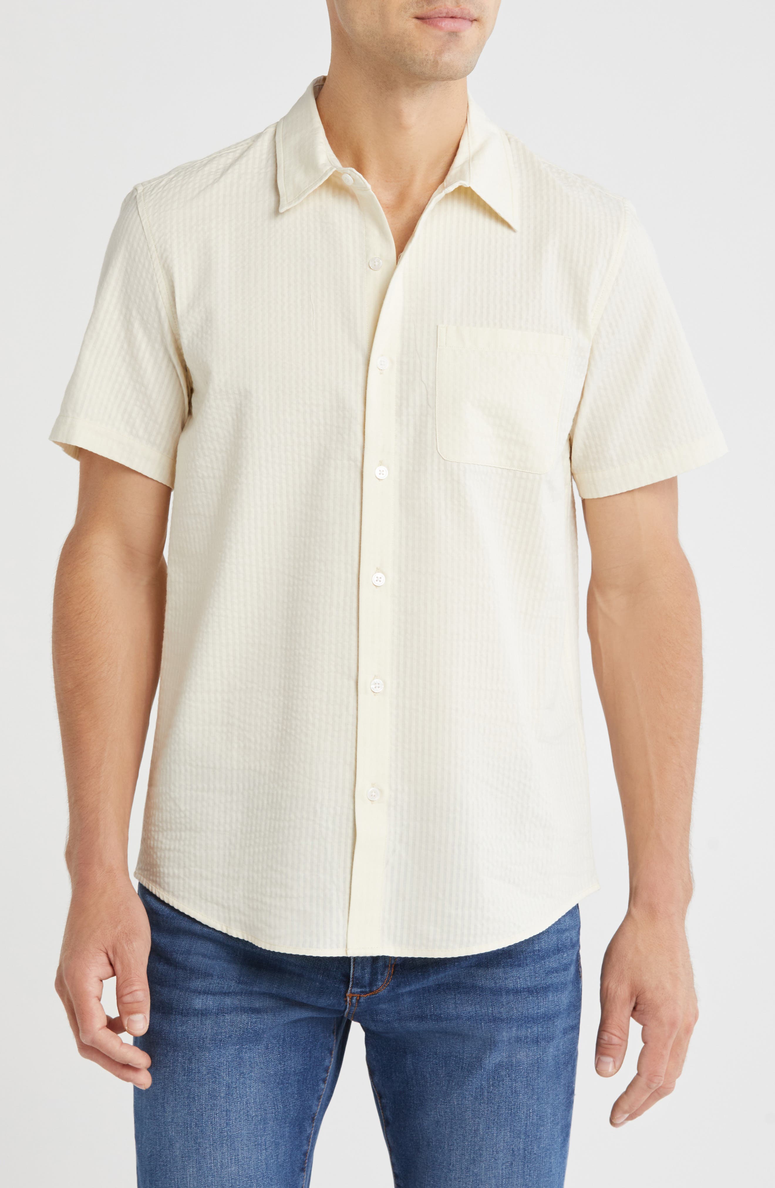 Joe's Cotton Seersucker Short Sleeve Button-Up Shirt