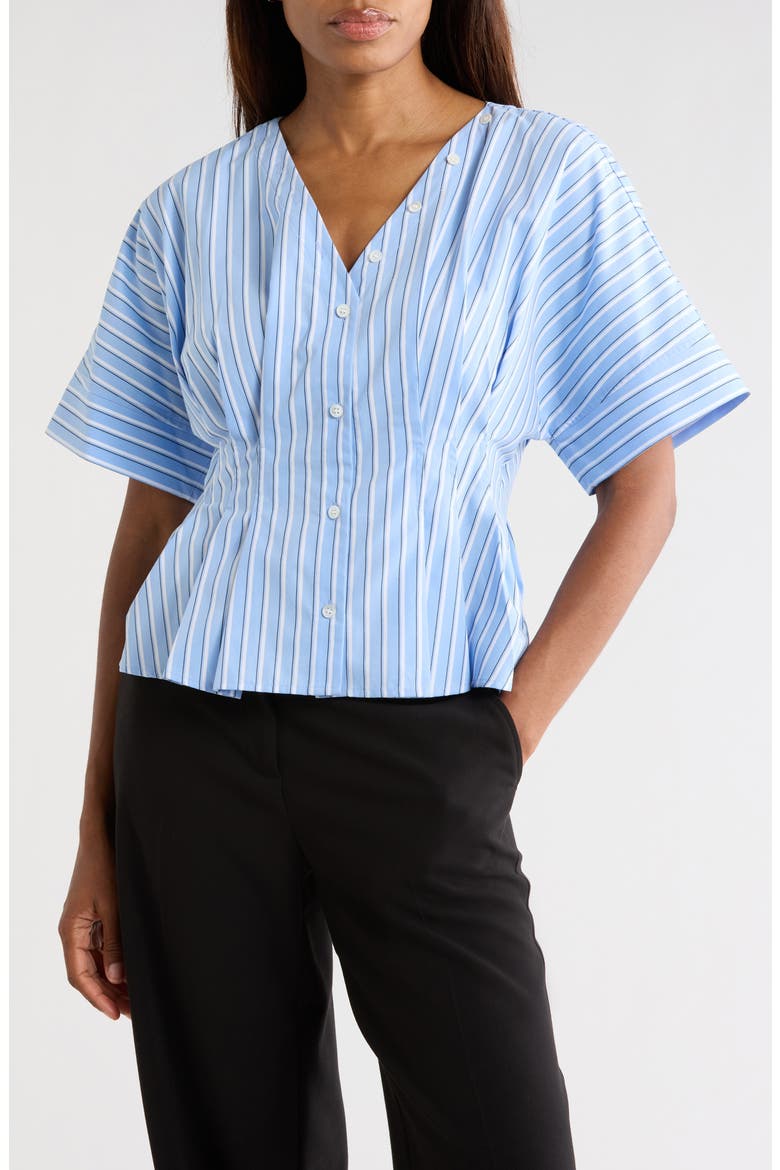Priya Cotton Poplin Top, Main, color, BLUE STRIPE