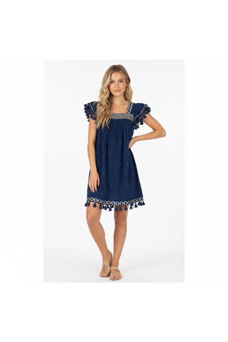 Mini Sandrine Womens Dress Galaxy Embroidery, Alternate, color, Blue