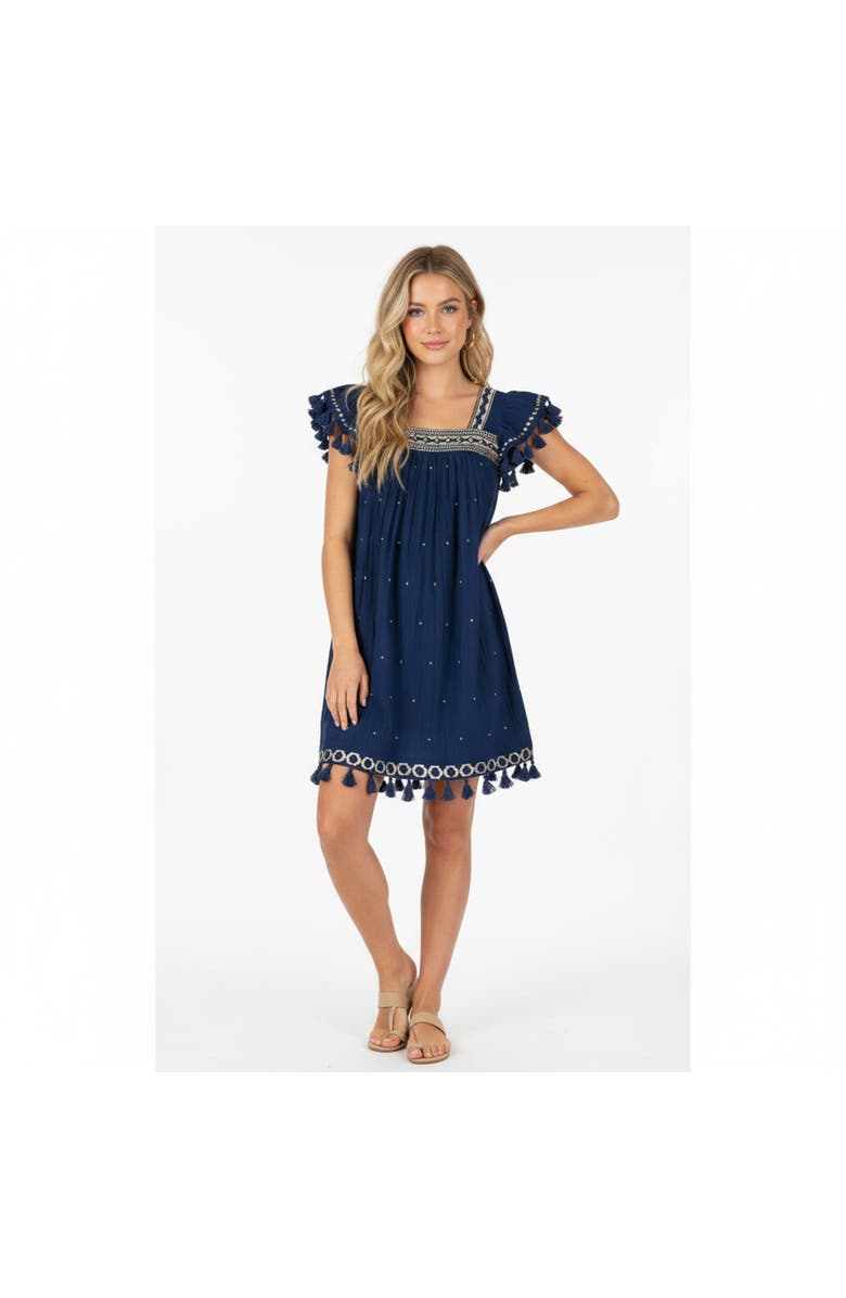 Mer St. Barth Mini Sandrine Womens Dress Galaxy Embroidery, Alternate, color, Blue
