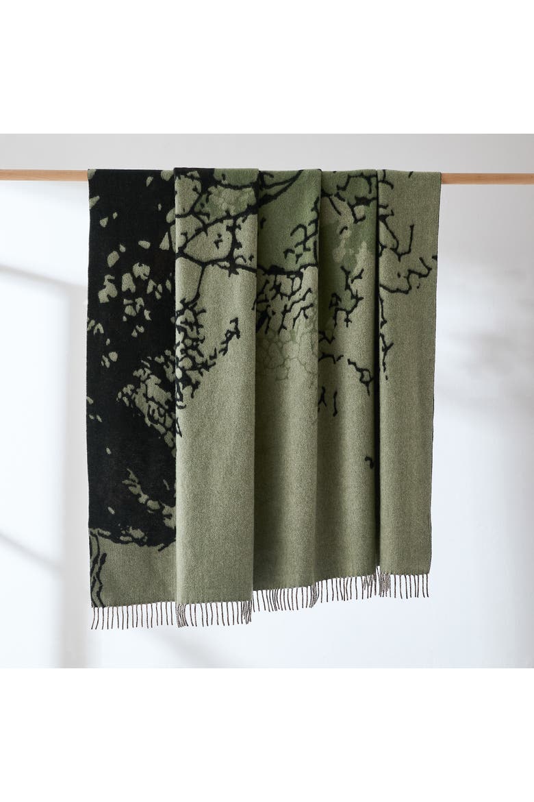 Chuks Collins Threaded Roots Wool Throw Blanket, Alternate, color, Green