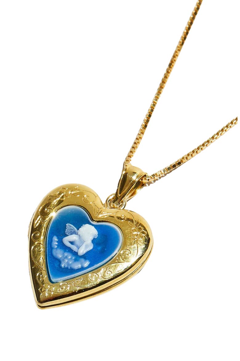 The Blue Angel Photo Locket Necklace, Main, color, GOLD