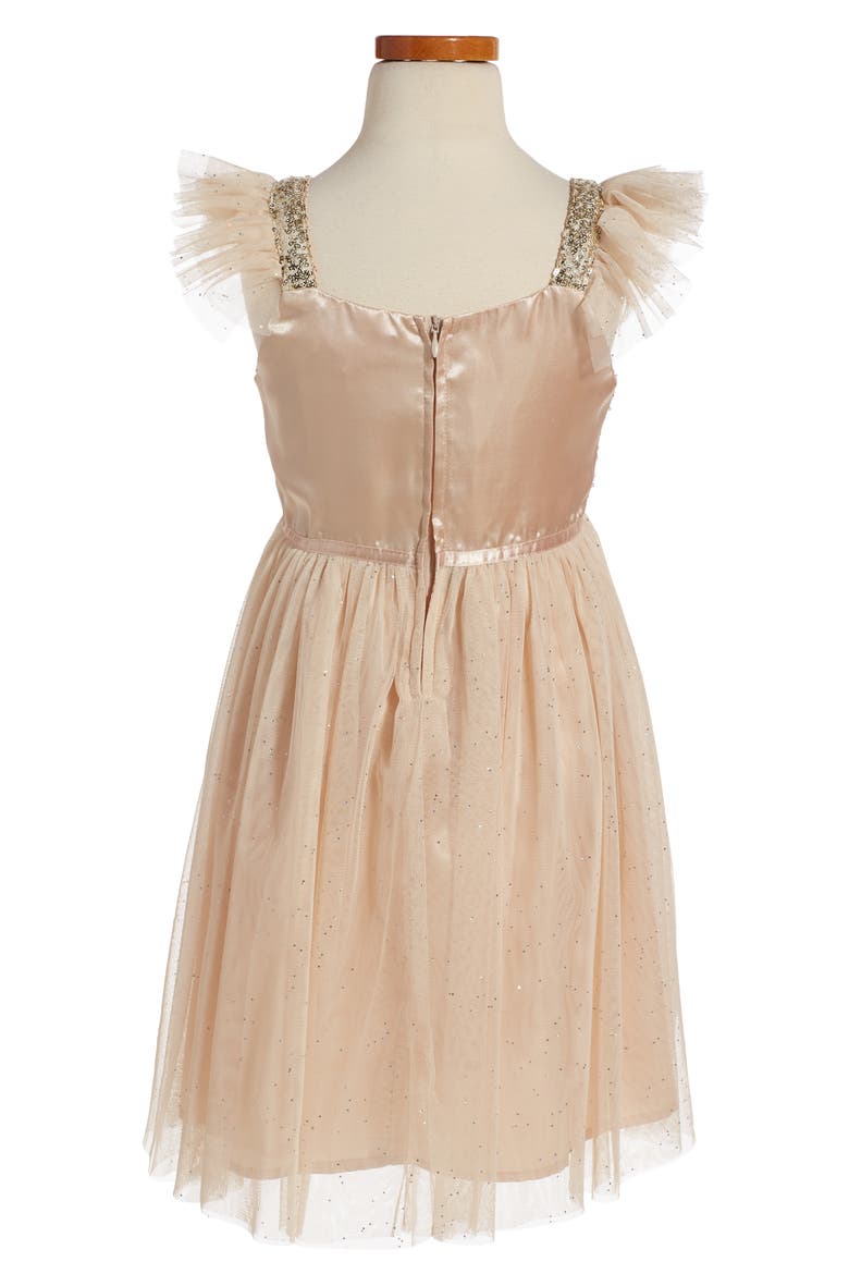 Sequin Bodice Tulle Dress, Alternate, color, WHITE/ GOLD