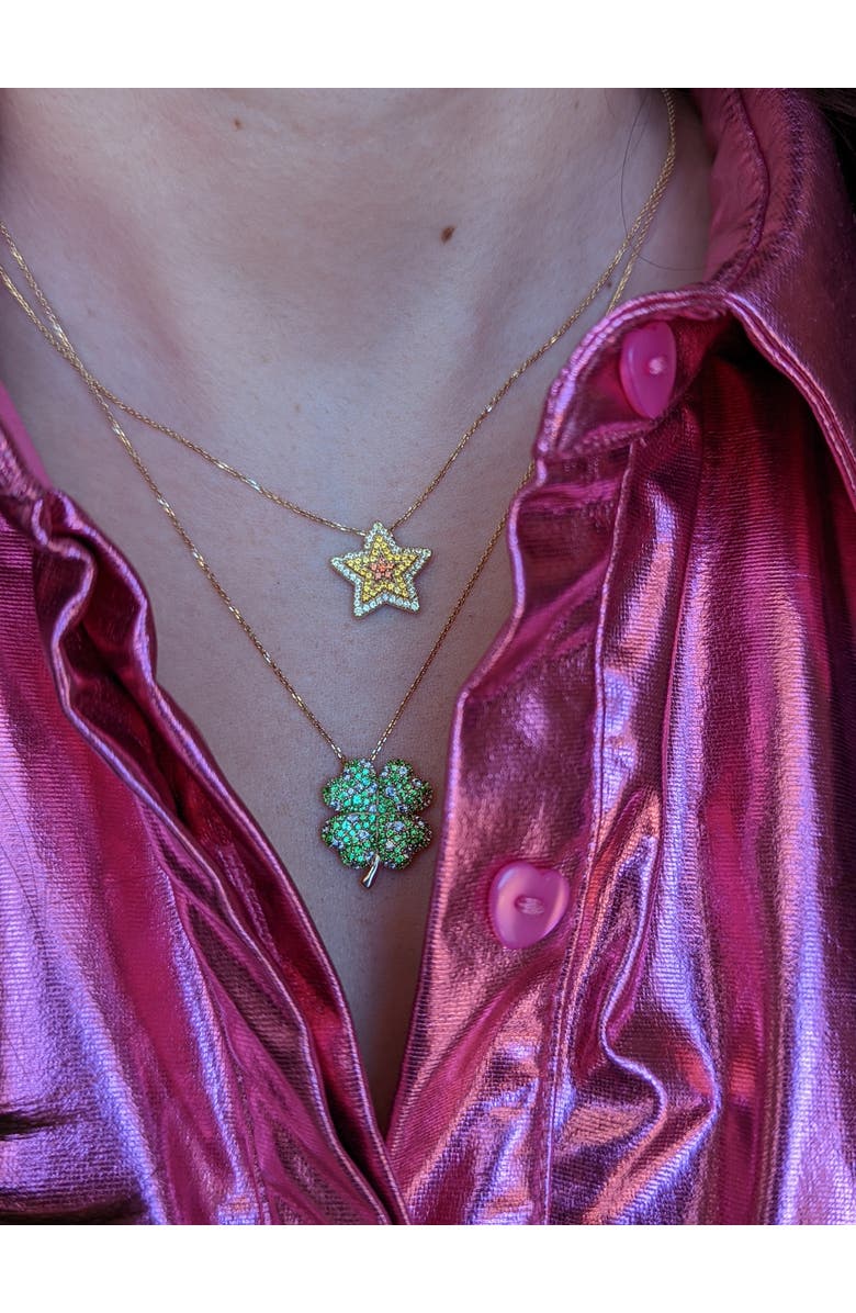 Campbell + Charlotte Juju Four Leaf Clover Charm Necklace, Alternate, color, Gold