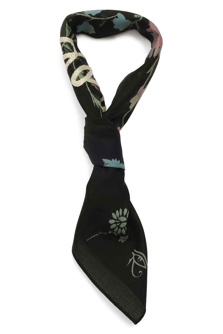 Fleur De Lis Embroidered Bandana, Alternate, color, BLACK