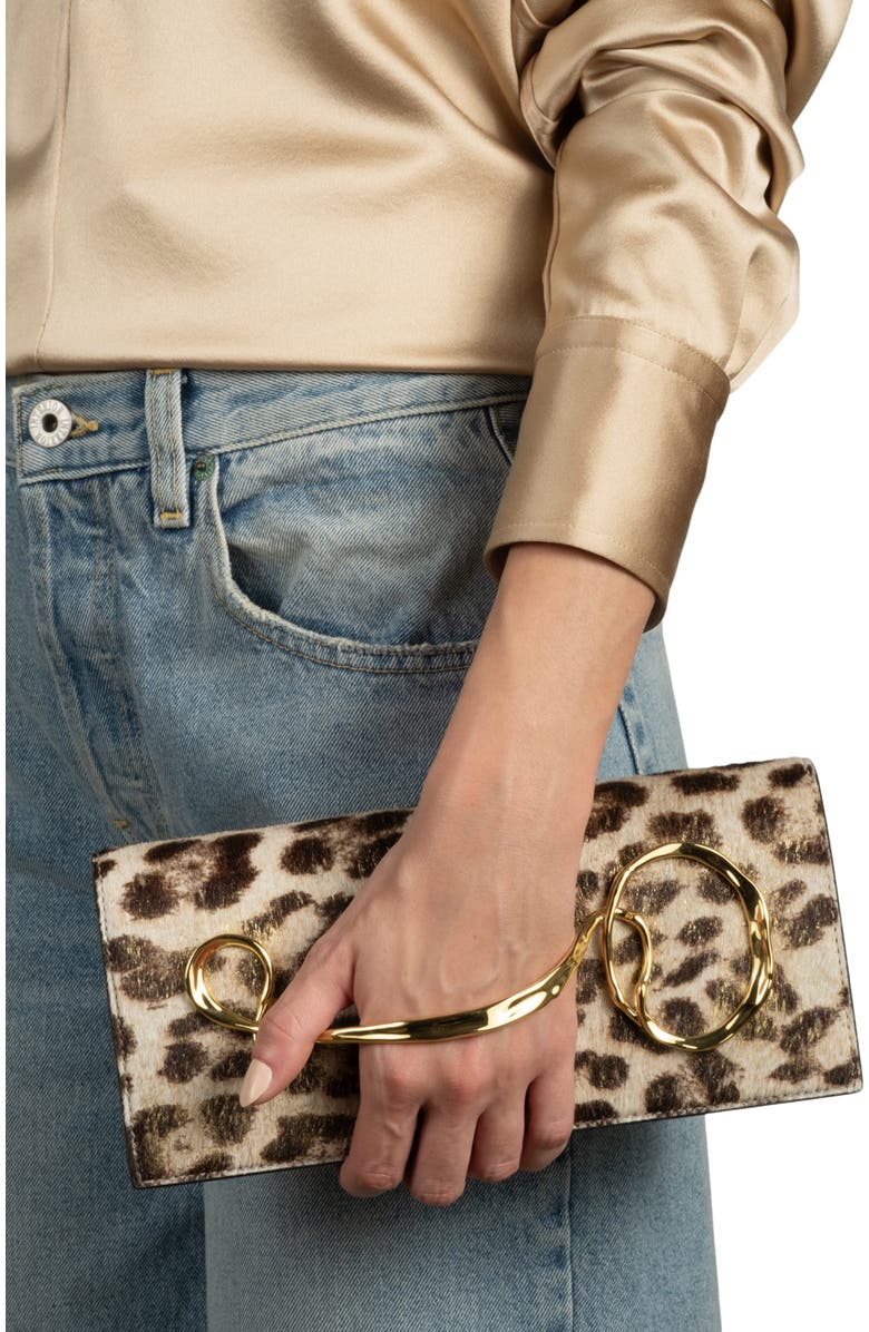 Alexis Bittar TWST GD HNDL CLTCH, Alternate, color, Metallic Leopard