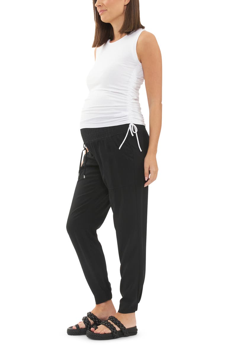 Ripe Maternity Tencel Off Duty Cargo Maternity Pant, Alternate, color, Black