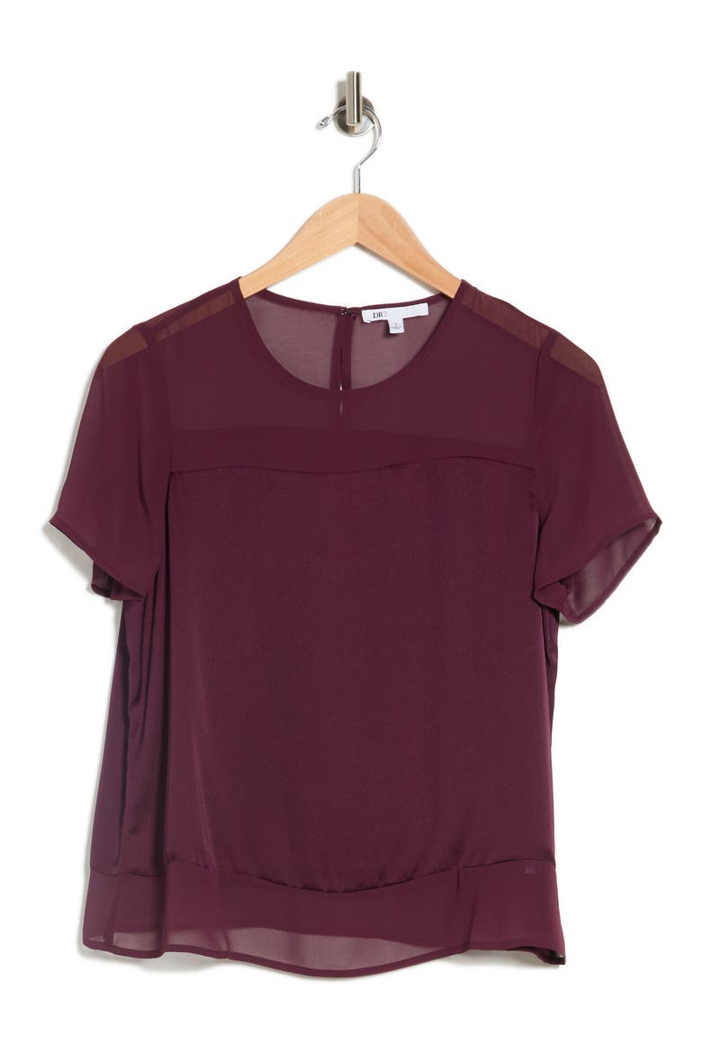 Satin Chiffon Tee, Alternate, color, RICH BERRY