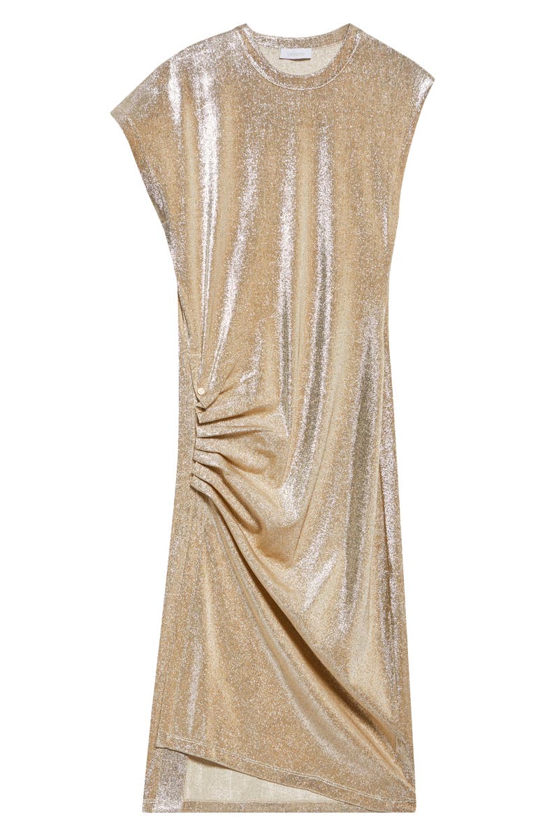 Rabanne Drapé Pression Metallic Knit Dress, Alternate, color, Silver / Gold
