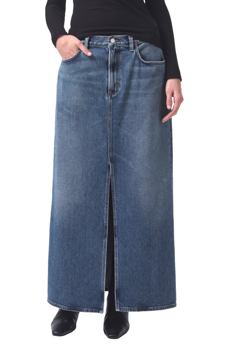 AGOLDE Leif Longline Denim Skirt, Main, color, Swing