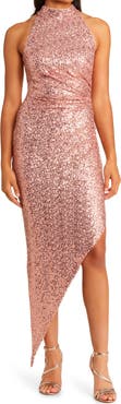 Vince Camuto Mock Neck Asymmetric Hem Cocktail Dress