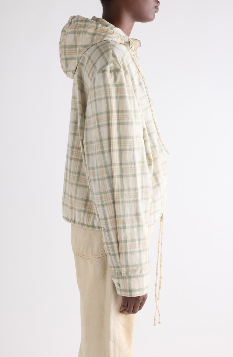 Acne Studios Check Organic Cotton Hooded Jacket, Alternate, color, Green/ Orange
