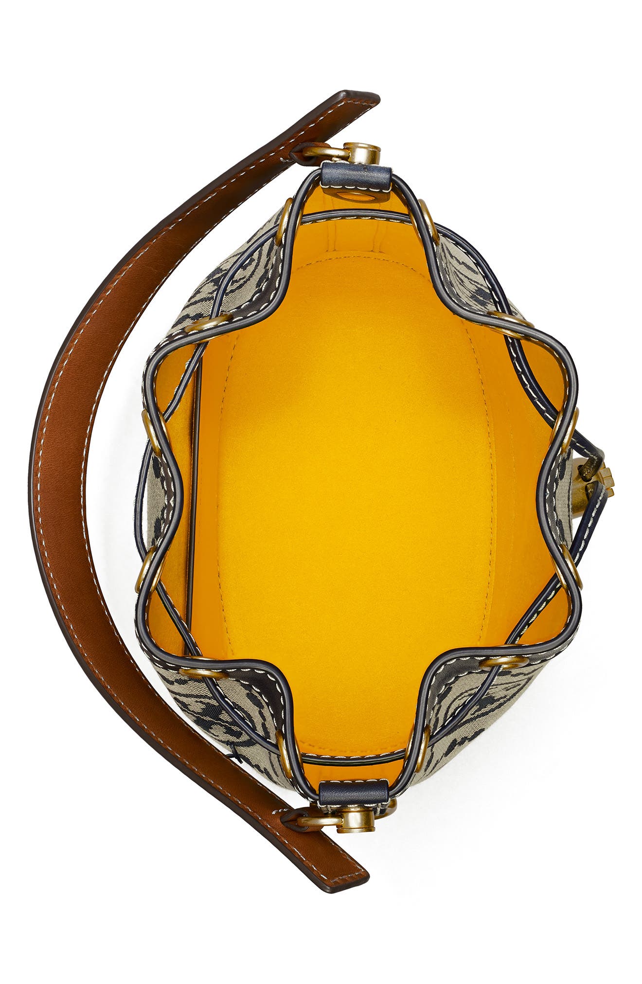 Tory Burch T Monogram Jacquard Bucket Bag, Alternate, color, Tory Navy