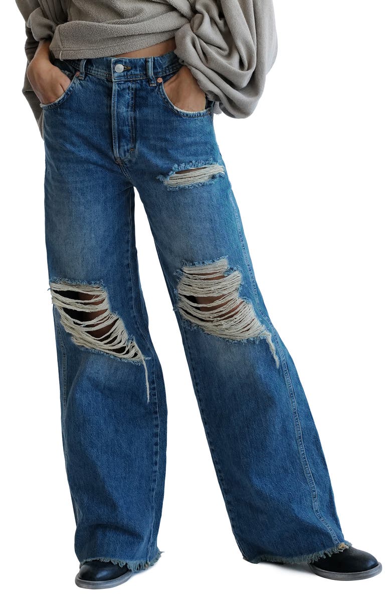 Free People Ollie Extreme Ripped Wide Leg Jeans, Main, color,