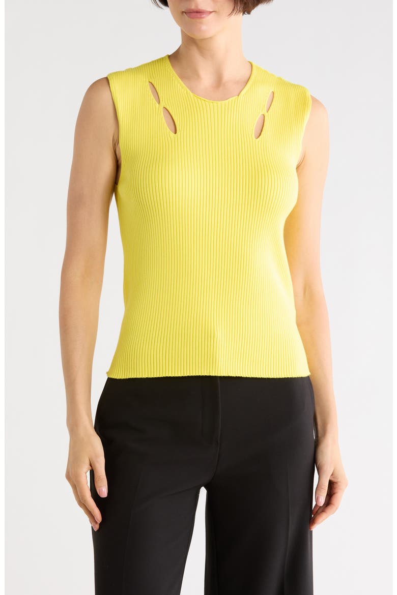 Rib Knit Sleeveless Top, Main, color, LEMON