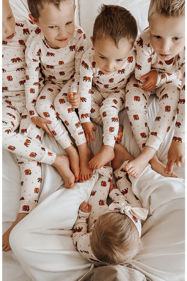 x 'The Very Hungry Caterpillar™' Fitted Organic Cotton Two-Piece Pajamas, Alternate, color, BROWN BEAR