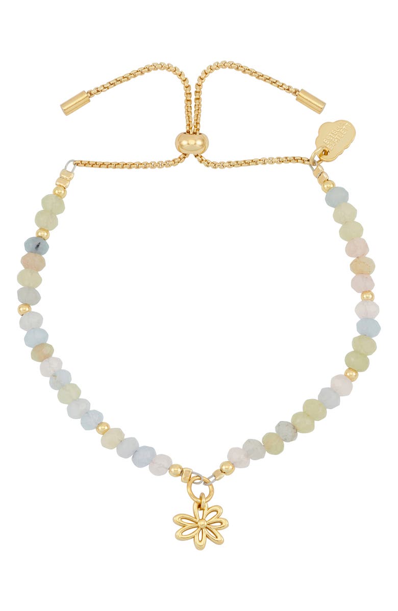 Estella Bartlett Amelia Wildflower Morganite Bead Slide Bracelet, Main, color, Gold