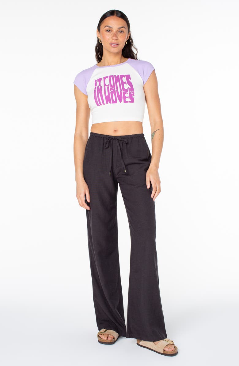 Roxy Comes in Waves Crop Graphic T-Shirt, Alternate, color, Lilac Breeze Comes In Waves