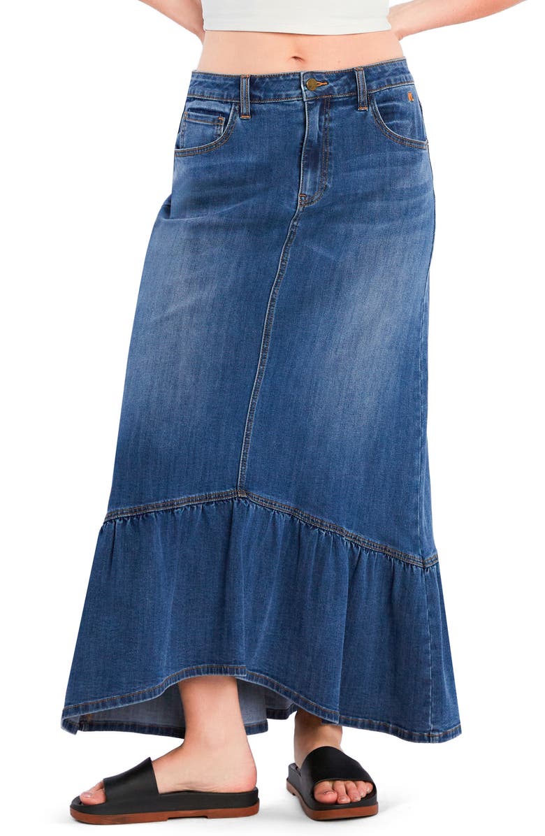 Wash Lab Denim Feel Good Denim Maxi Skirt, Main, color, Great Blue