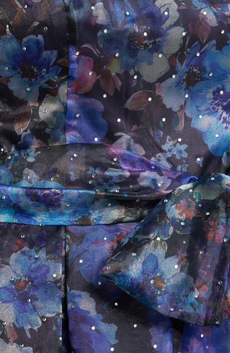 Eliza J Print Sleeveless Cocktail Dress, Alternate, color, Black Blue