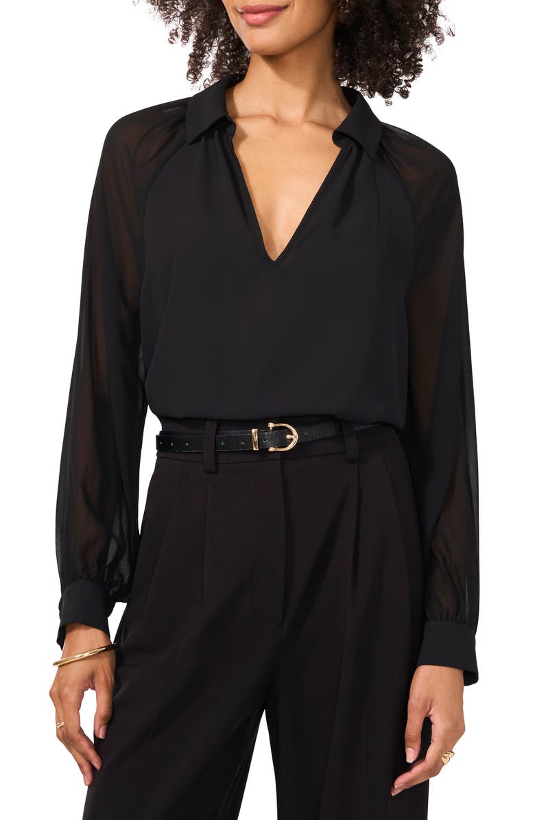 Vince Camuto Long Sleeve Georgette Top, Main, color,