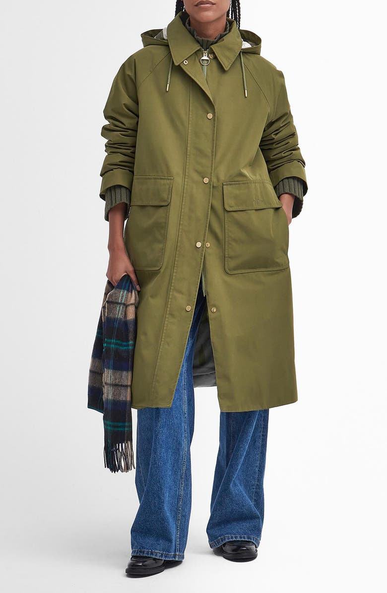 Barbour Francis Waterproof Insulated Long Coat with Removable Hood, Main, color, Ancient Loden Tartan
