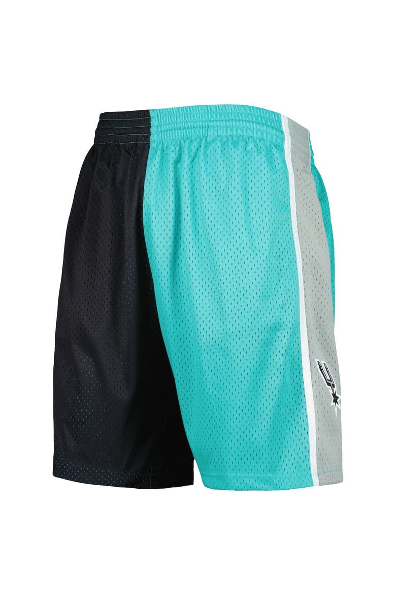 Men's Mitchell & Ness Teal/Black San Antonio Spurs Hardwood Classics 1998 Split Swingman Shorts, Alternate, color, Teal