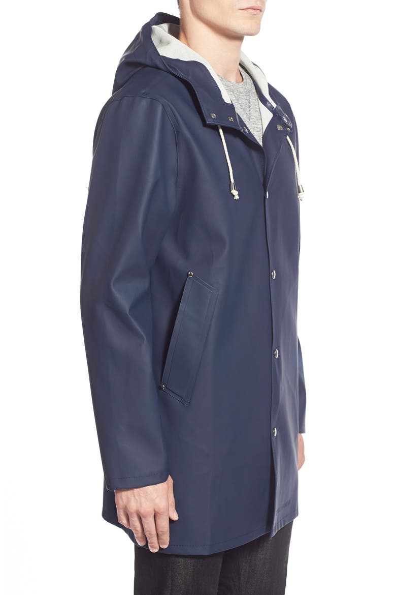 Stockholm Long Sleeve Hooded Raincoat, Alternate, color, NAVY