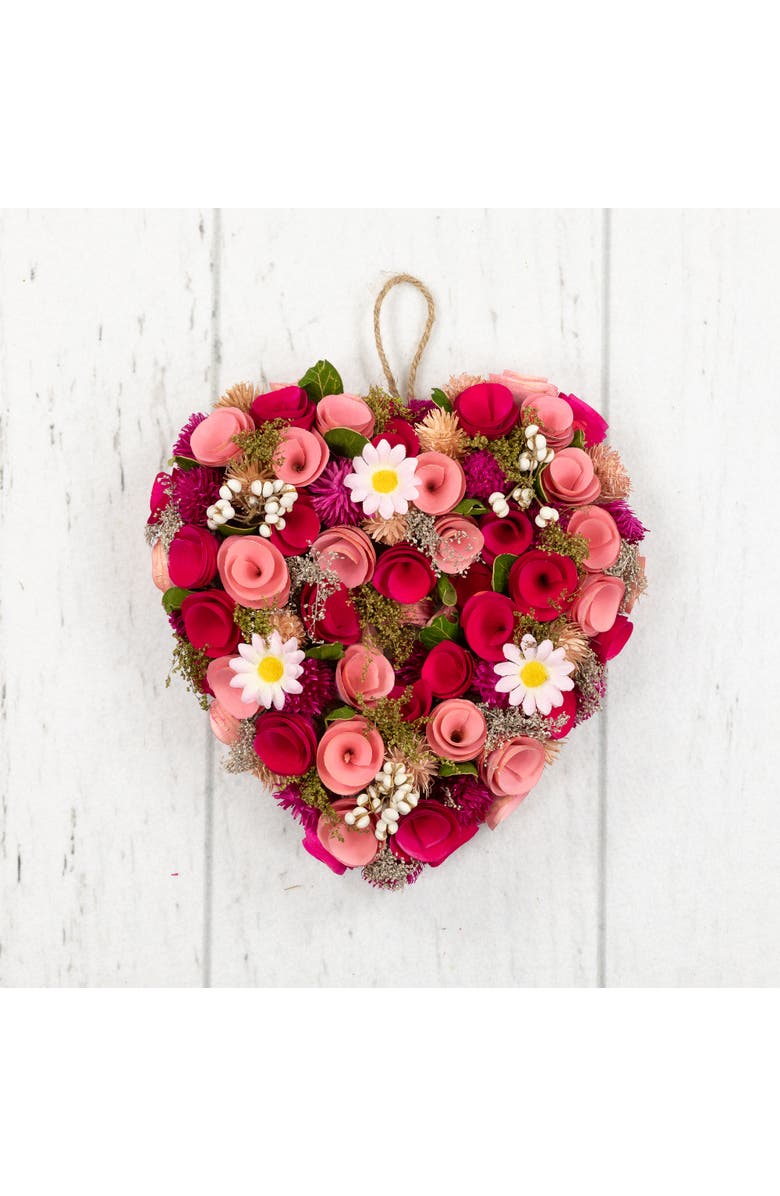 Northlight Mixed Floral and Berries Artificial Valentine's Day Heart Wreath - 10.25", Alternate, color, 
